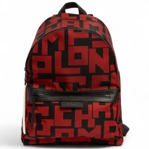 Men's Longchamp Newest Quality Backpack Logo Red Black